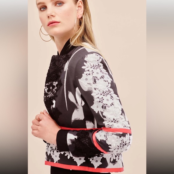 Sachin + Babi Jackets & Blazers - Sachin + Babi Black and White Floral Blazer Resort 2017